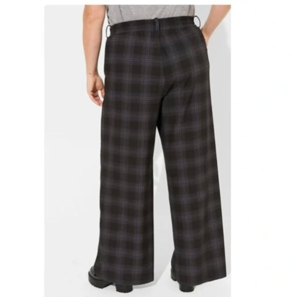NWT Torrid Wide Leg Studio Stretch Crepe High Rise Shadow Plaid Pants Size 12 - Picture 6 of 14